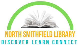 North Smithfield Library Discover Learn Connect with an open book logo under a green arch