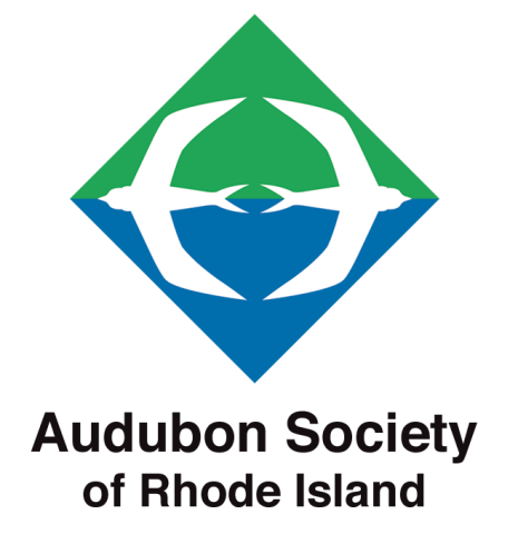 Audubon Society of RI logo of  two birds within a green and blue diamond