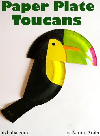 toucan made from paper plates 