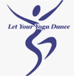 stick figure doing yoga dnace with the phrase "let your yoga dance"