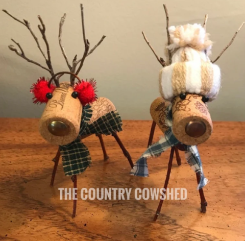 images of reindeer/caribou made out of sticks and cork