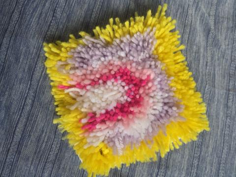 rainbow latch hook rug coaster