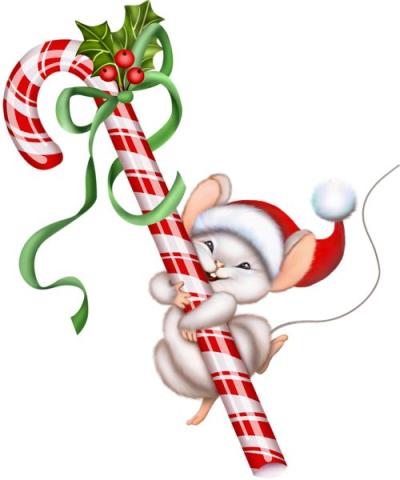 mouse with a candy cane