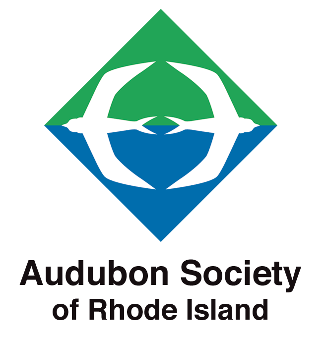 Audubon Society of RI logo of  two birds within a green and blue diamond