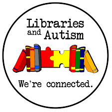 logo for libraries and autism books with puzzle pieces