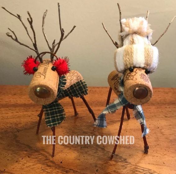 images of reindeer/caribou made out of sticks and cork