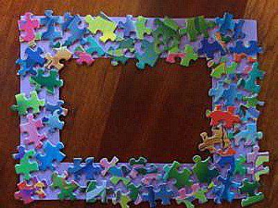 picture frame made of puzzle pieces